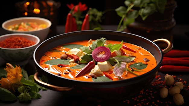 Le curry rouge est un plat thaïlandais populaire.