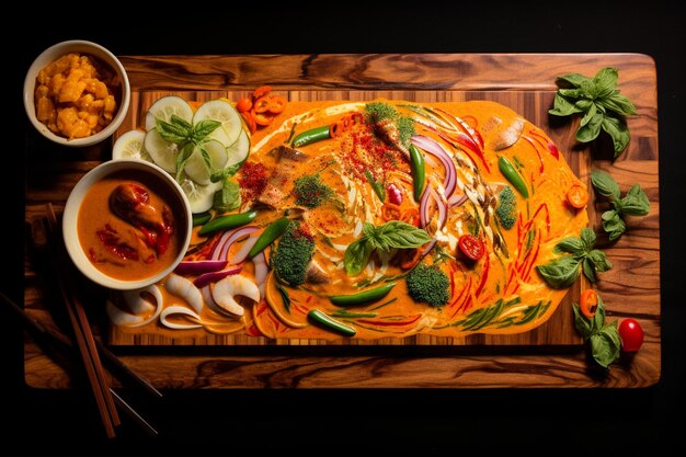 Photo le curry thaïlandais resplendissant avec des légumes