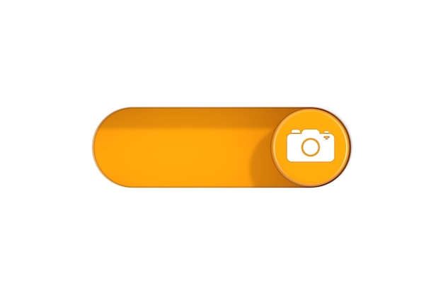Curseur de commutateur à bascule jaune avec icône de caméra photo rendu 3d