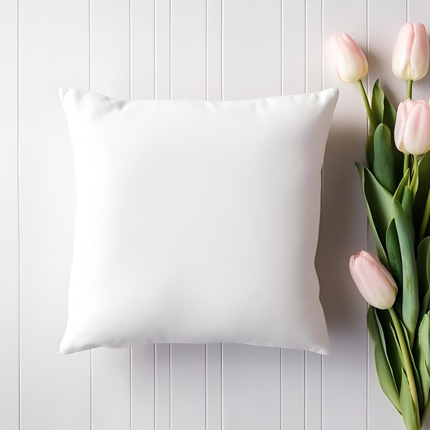 Cushion de mock-up pour la fête de la Saint-Valentin, chaise romantique mignonne, photo d'un coussin de moque-up, un coussin à jeter.