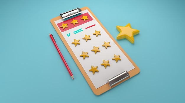 Photo customer satisfaction survey clipboard with star ratings