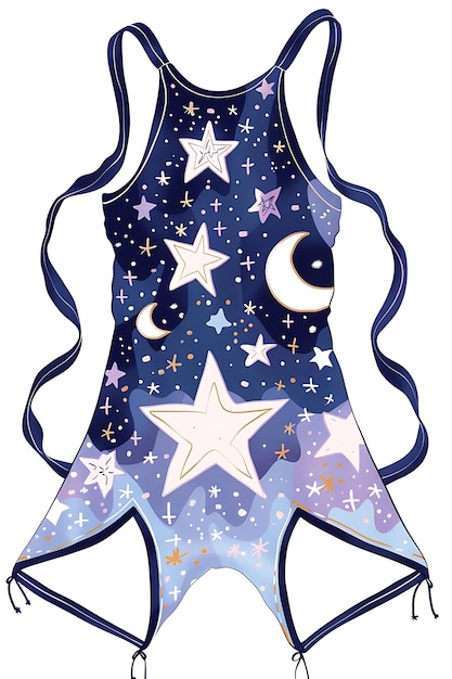 Photo cut romper avec des découpes en forme d'étoile sur le dos orné d'illustrations plates créatives vêtements pour enfants
