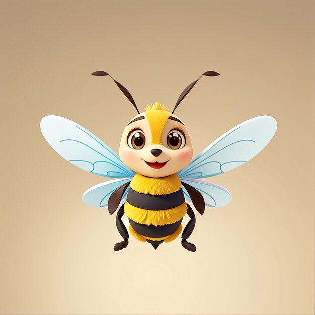 Cute abeille volant dessin animé icône vectorielle illustration animal nature icône concept isolé premium