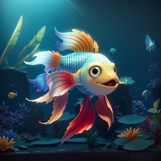 Cute betta guppy poisson dessin animé icône vectorielle illustration animal nature icône concept isolé plat