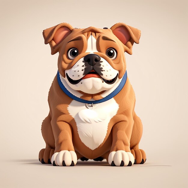 Cute bulldog assis dessin animé icône vectorielle illustration animal nature icône concept isolé plat