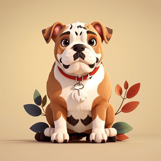 Cute bulldog assis dessin animé icône vectorielle illustration animal nature icône concept isolé plat