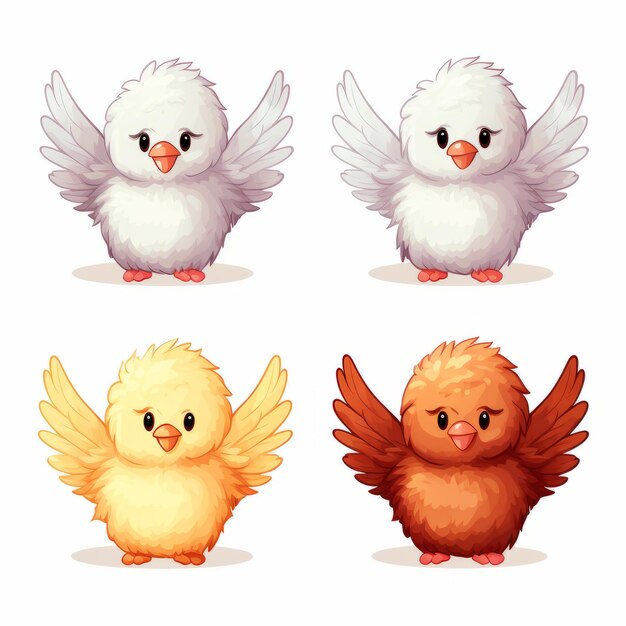 Cute Cartoon Chicken Wings Icon Pack Conception détaillée en 2D