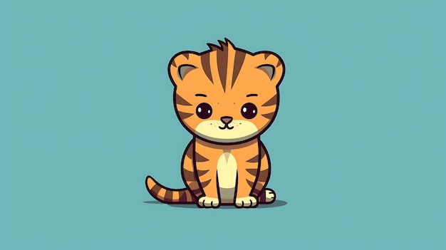 Photo cute dessin animé pastel tiger jungle animal espace de copie d'arrière-plan