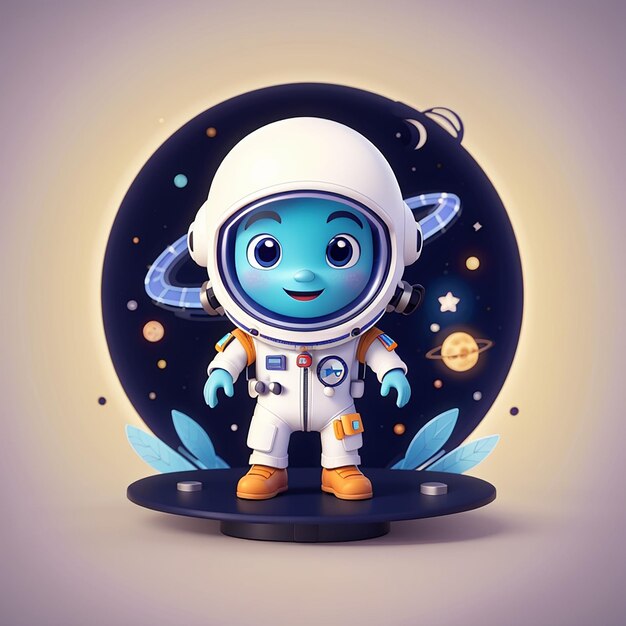 Cute extraterrestre avec astronaute dans l'espace logo dessin animé icône vectorielle illustration science technologie plat