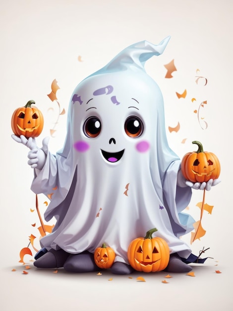 Cute Ghost Halloween Sublimation Clipart à fond blanc