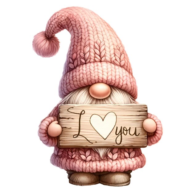Photo cute gnome valentine aquarelle clipart illustration il s'agit d'une illustration qui a été créée à l'aide d'un clip vidéo.