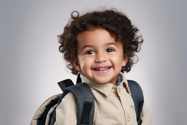 Cute Handsome Mixed Race Kid sur fond blanc Concept de l'enfance et de la diversité