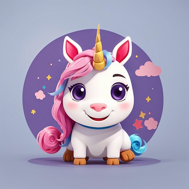 Cute licorne d'affaires dessin animé icône vectorielle illustration animal icône d'affaires concept isolé plat