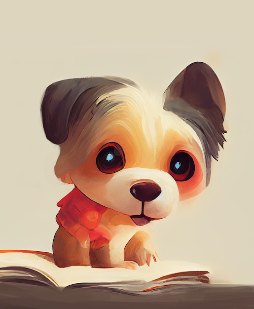 Cute Little Animal Illustration of Dog Puppy for Kids Livre pour enfants dans l'art de la peinture à l'aquarelle