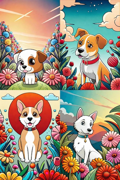 Cute livre de coloriage d'illustration de chien pour enfants