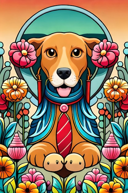 Cute livre de coloriage d'illustration de chien pour enfants