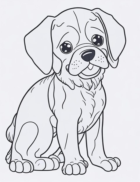 Photo cute livre de coloriage d'illustration de chien pour enfants