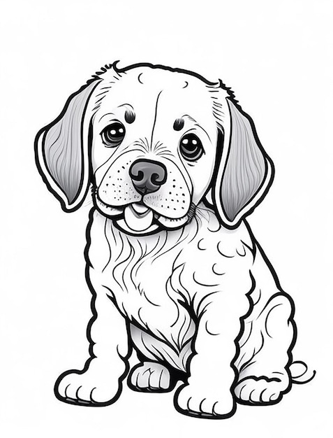 Cute livre de coloriage d'illustration de chien pour enfants