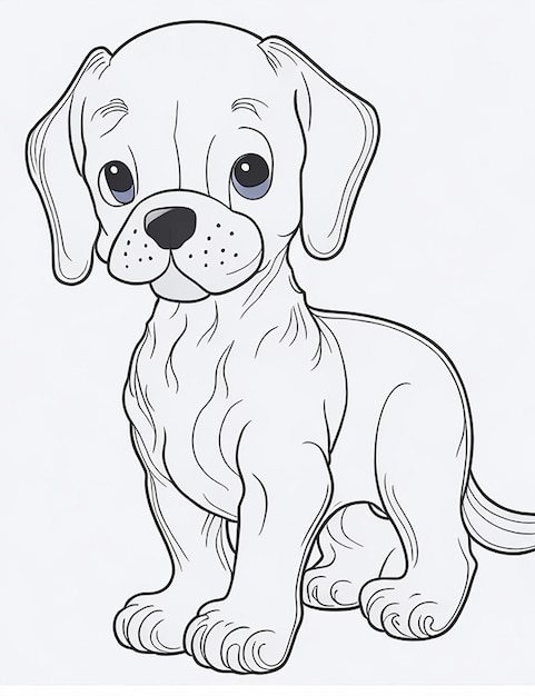 Cute livre de coloriage d'illustration de chien pour enfants