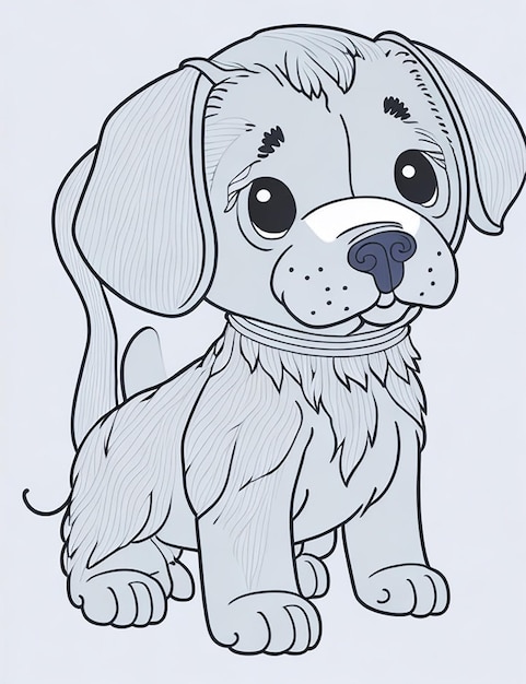 Cute livre de coloriage d'illustration de chien pour enfants