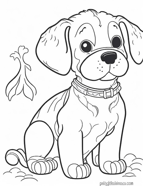 Cute livre de coloriage d'illustration de chien pour enfants