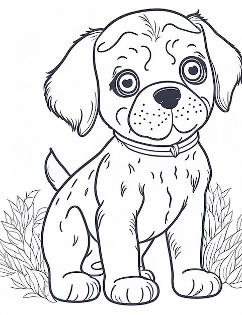 Cute livre de coloriage d'illustration de chien pour enfants