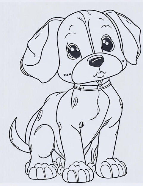 Cute livre de coloriage d'illustration de chien pour enfants