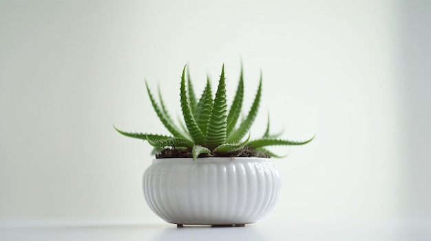 Cute mini plante d'aloès pot japonais papier peint d'arrière-plan blanc image d'art généré par l'IA