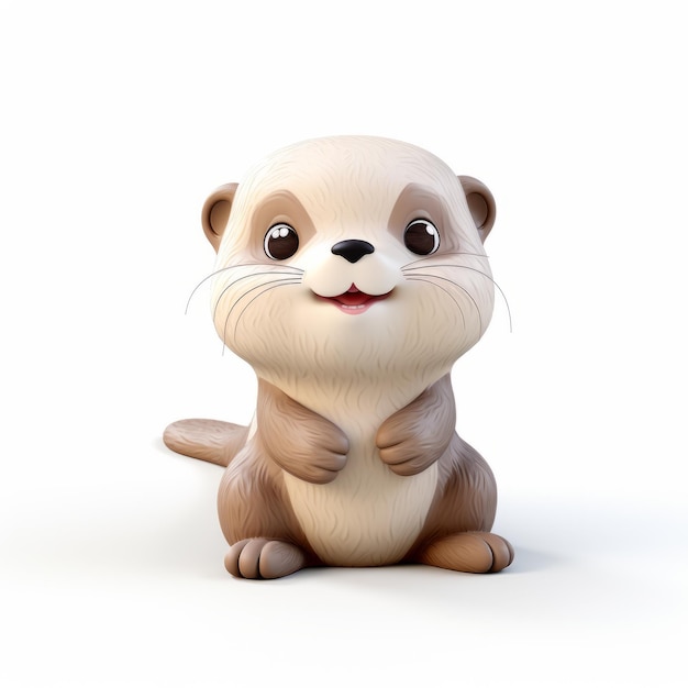 Cute Otter 3d Clay Render Objet inanimé hyper détaillé réaliste