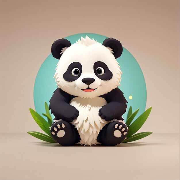 Cute panda assis dessin animé icône vectorielle illustration animal nature icône concept vecteur plat isolé