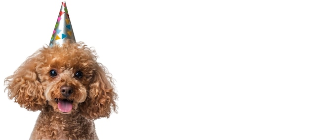 Cute Poodle d'anniversaire sur un fond blanc isolé