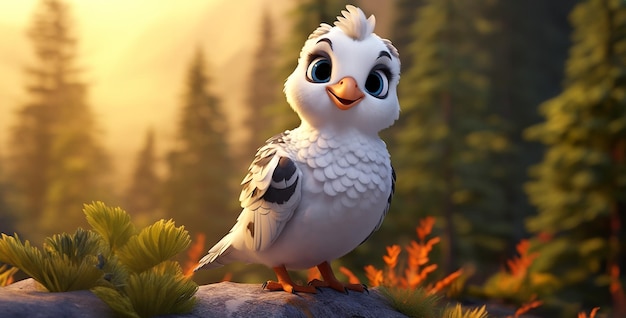 Cute Ptarmigan dans le style animé