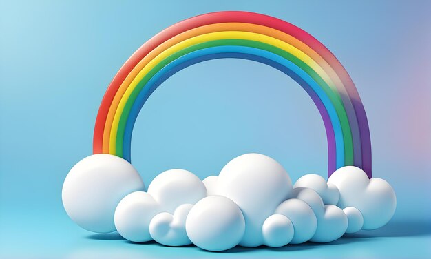 Photo cute rainbow clouds 3d kids art banner animé conception numérique arrière-plan graphique généré par l'ia