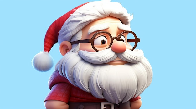 Cute Santa simple closeup_bright colors cartoon art blanc Génératif ai