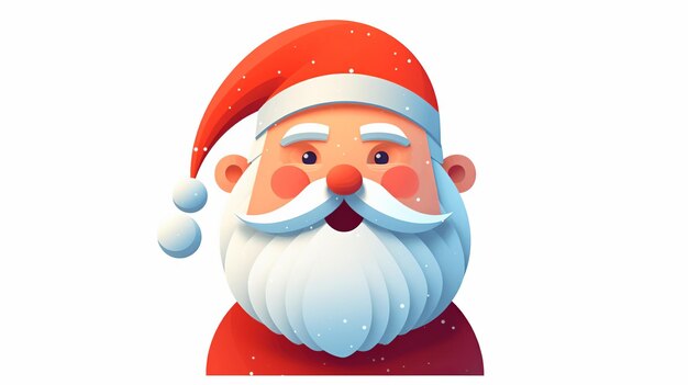 Cute Santa simple closeup_bright colors cartoon art blanc Génératif ai