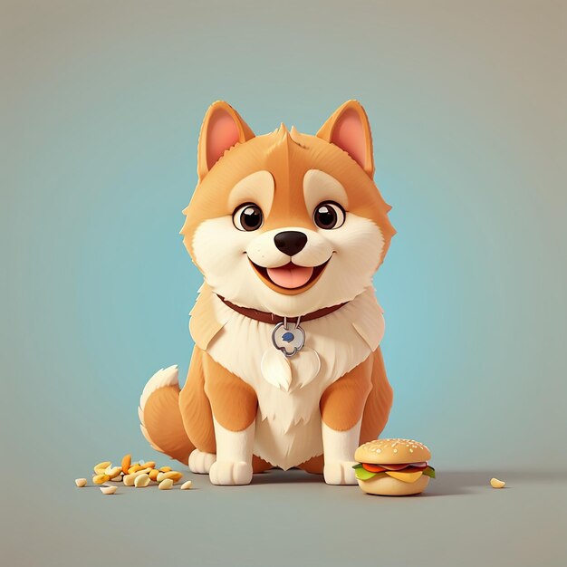 Cute Shiba Inu Dog Burger Icône de dessin animé vectoriel Illustration Anmal Food Icon Concept Isolé Premium Vector Flat Style de dessins animés