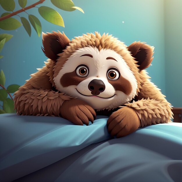 Cute Sloth Sleeping Cartoon Icône vectorielle Illustration Icône de la nature animale Concept de dessin animé à vecteur plat premium isolé