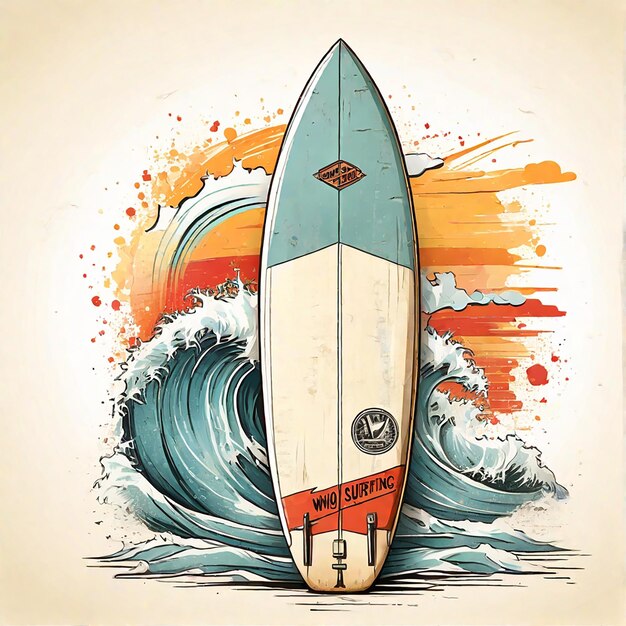 Photo cute surfing clip art ai généré par