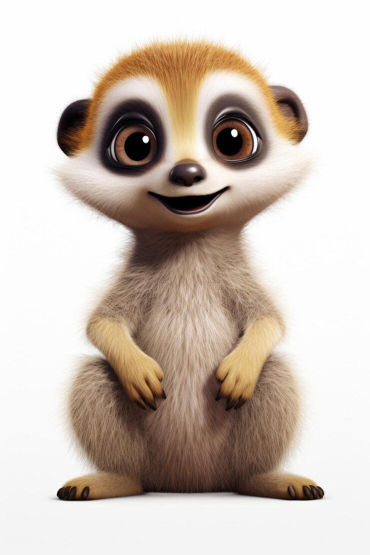 Cute suricate de dessin animé assis sur les pattes arrière parfait pour les dessins sur le thème des animaux