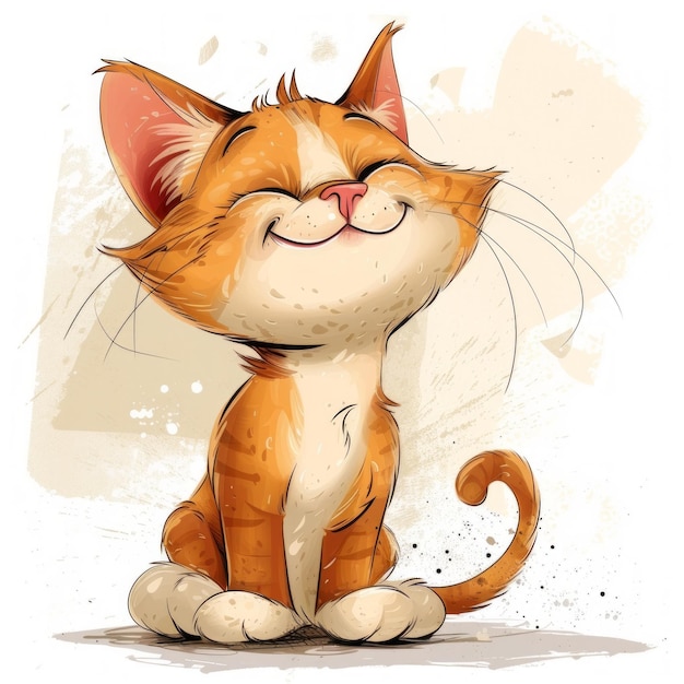 Cute Toon Cat Illustration numérique avec IA générative