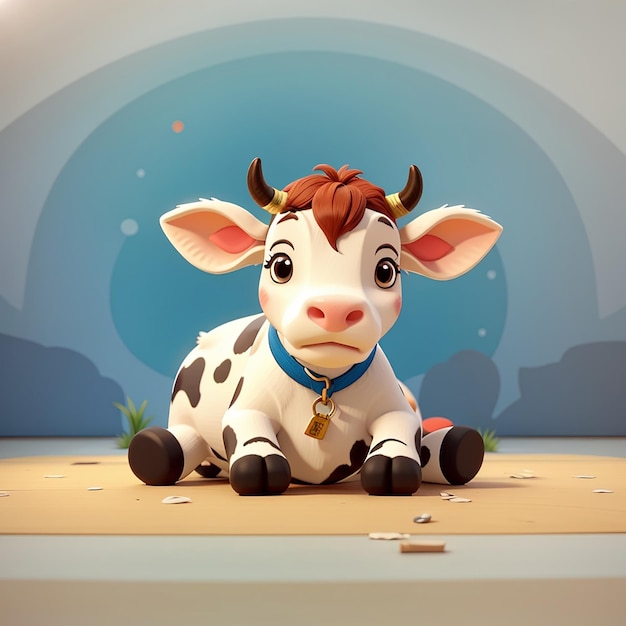 Cute vache allongée sur le sol dessin animé icône vectorielle illustration animal nature icône concept isolé plat