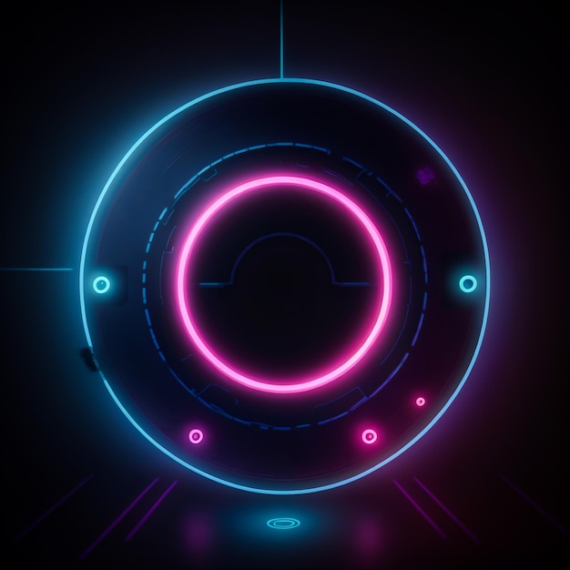 Cyber Circle Laser Figure sur Dark Tech Abstract Background Générative Ai