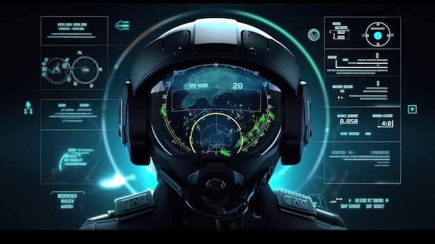 Cyberespace Réalité virtuelle dans le style d'interface graphique HUD HudGUI pour la conception d'arrière-plan de jeu Contexte technologique Données numériques AI générative