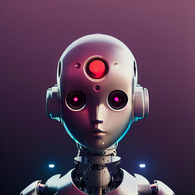 Cyberpunk cyborg robot portrait futuriste rendu 3d