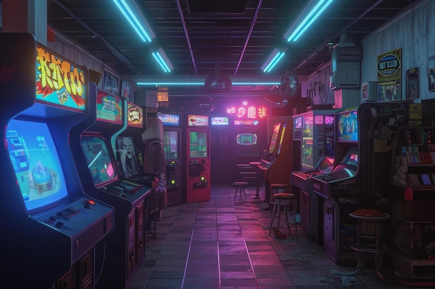 Le cyberpunk rétro d'arcade futuriste génère Ai