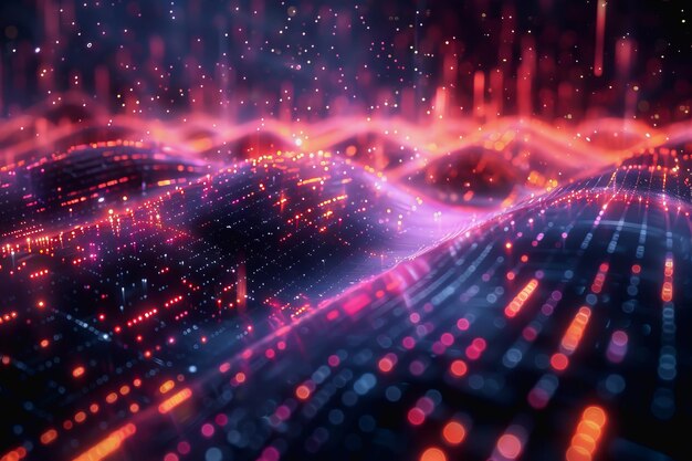 cybersécurité futuriste flux de données dynamique numérique binaire big data et transactions par chaîne de blocs