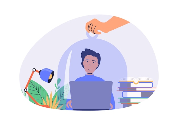 cybersécurité pour les enfants concept web avec des personnages de dessins animés plats pour la conception de sites Web