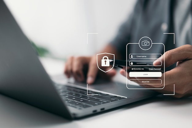La Cybersécurité, La Sécurité De L'information Et Le Cryptage Sont Tous Des Termes Qui Ont été Utilisés Pour Décrire Le Concept De Cybersécurité. Connexion Utilisateur, Accès Sécurisé Aux Informations Personnelles De L'utilisateur.