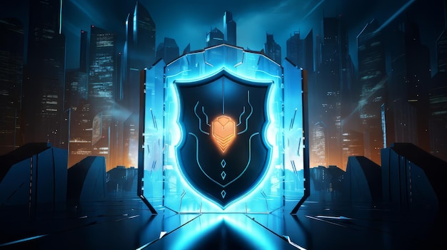 Photo cybersecurity shield sécurisé et protecteur une forteresse numérique protégée contre les cybermenaces