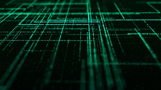 Cyberspace numérique futur Triage et analyse de données numériques Algorithme de matrice technologique Storage de données de sécurité Rendering 3D